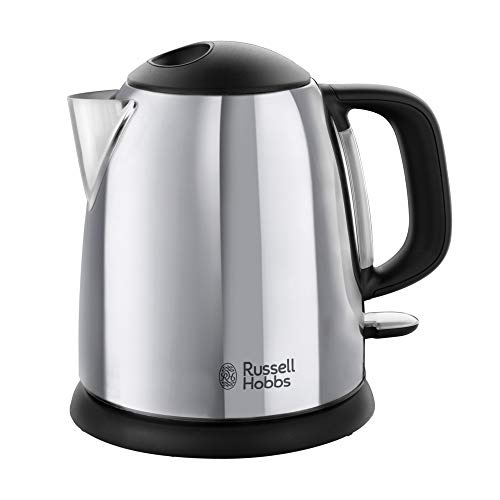 Russell Hobbs Wasserkocher klein [1,0l] Victory Edelstahl poliert (2400W, Schnellkochfunktion, herausnehmbarer Kalkfilter,außenliegende Wasserstandsanzeige,kleiner Reisewasserkocher)Teekocher 24990-70 von Russell Hobbs