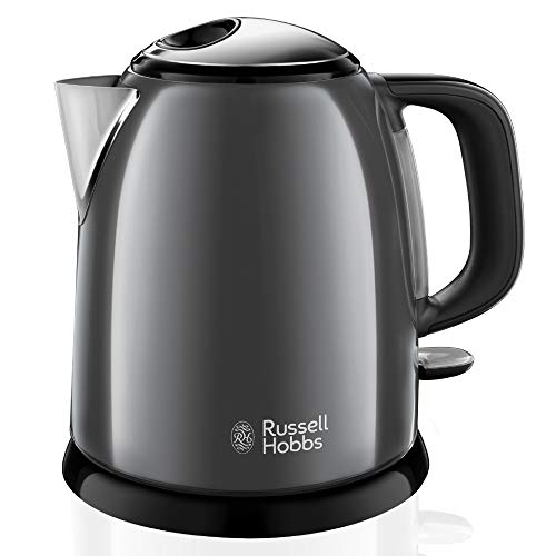 Russell Hobbs Wasserkocher klein [1,0l] Colours+ Edelstahl Grau (2400W, Schnellkochfunktion, herausnehmbarer Kalkfilter, außenliegende Wasserstandsanzeige, kleiner Reisewasserkocher)Teekocher 24993-70 von Russell Hobbs