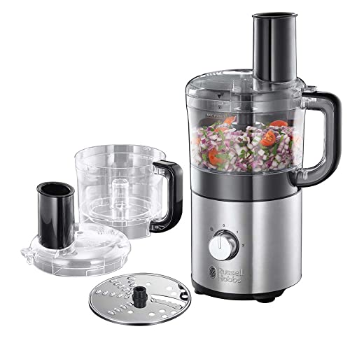 Russell Hobbs Küchenmaschine Multi [Zerkleinern/Schneiden/Raspeln] kompakter Food Processor (platzsparendes Design, 1.2l spülmaschinenfeste Rührschüssel, Edelstahlscheibe, Zerkleinerer) 25280-56 von Russell Hobbs