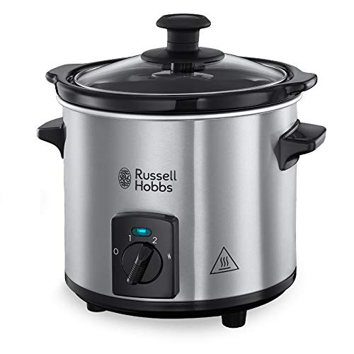 Russell Hobbs Slow Cooker Mini [schwerer 2l Keramik-Gartopf für opt. Temperaturverteilung] Compact Schongarer (3 Temperatureinstellungen & Warmhaltefunktion, 145W) Slowcooker 25570-56 von Russell Hobbs