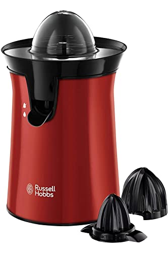 Russell Hobbs Orangenpresse & Zitruspresse elektrisch [links-& rechtsrotierend, 2 Presskegel für Zitronen/Orangen] Rot (Tropf-Stopp-Funktion, spülmaschinenfest, BPA-frei) Saftpresse 26010-56 von Russell Hobbs