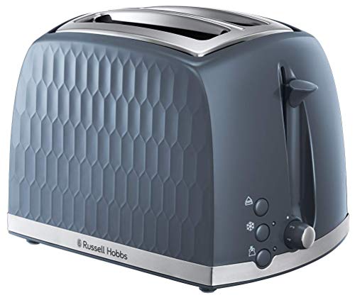 Russell Hobbs 26063 Waben-Toaster mit 2 Scheiben (extra breite Schlitze, hohe Hebefunktion, 6 Bräunungsstufen, Frozen/Abbrechen/Aufwärmen-Funktion, herausnehmbare Krümelschublade, 850 W, grau von Russell Hobbs