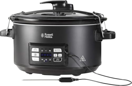 Russell Hobbs Multikocher 3-in-1 [Slow Cooker, Sous Vide, Bräter + Kerntemperatursensor] schwerer 6,5l Keramik-Gartopf für opt. Temperaturverteilung (digitales Display/Timer,Temperaturanzeige)25630-56 von Russell Hobbs