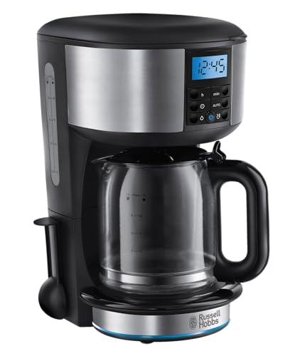 Russell Hobbs Kaffeemaschine [Digitaler Timer, Brausekopf für optimale Extraktion&Aroma] Buckingham (max 10 Tassen, 1,25l Glaskanne, Warmhalteplatte, 1000W) Filterkaffeemaschine 20680-56 von Russell Hobbs