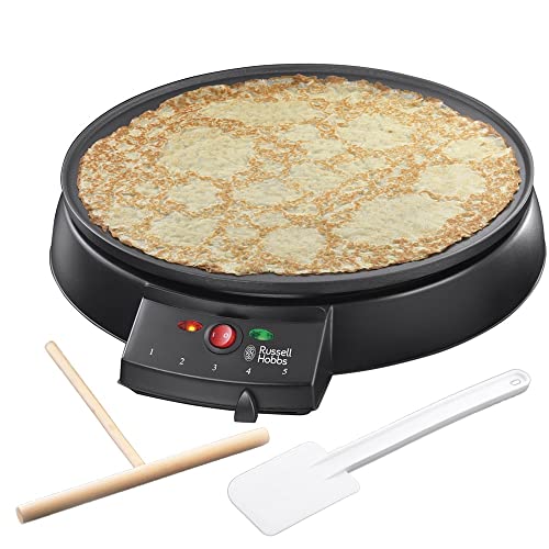 Russell Hobbs Crêpes Maker [Ø30cm, antihaftbeschichtete Platte, inkl. Teigverteiler & Wender] Fiesta Elektrogrill (für Crepes, Pancakes, Galettes & Burritos, Taccos, 1000W) Tischgrill 20920-56 von Russell Hobbs