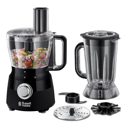 Russell Hobbs Desire Küchenmaschine 1,5 Liter Küchenmaschine mit 5 Schneid-, Hobel- und Teigaufsätzen, Mattschwarz, 600 W 24732 von Russell Hobbs