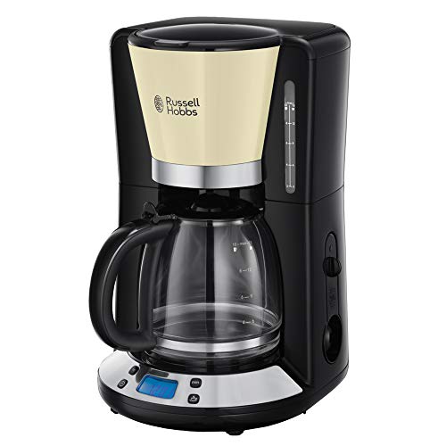 Russell Hobbs Kaffeemaschine [Digitaler Timer, Brausekopf für optimale Extraktion&Aroma] Colours+ Creme (max 10 Tassen, 1,25l Glaskanne, Warmhalteplatte, 1100W) Filterkaffeemaschine 24033-56 von Russell Hobbs