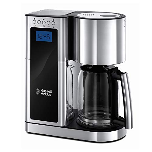 Russell Hobbs Digitale Kaffeemaschine Elegance Edelstahl, Timer-Funktion, bis 10 Tassen, 1,25l Glaskanne, 1600W, Schnellheizsystem, Warmhalteplatte, Abschaltautomatik, Filterkaffeemaschine 23370-56, Edelstahl/Schwarz Russell Hobbs Digitale Kaffeemaschine Elegance Edelstahl, Timer-Funktion, bis 10 Tassen, 1,25l Glaskanne, 1600W, Schnellheizsystem, Warmhalteplatte, Abschaltautomatik, Filterkaffeemaschine 23370-56, Edelstahl/Schwarz von Russell Hobbs