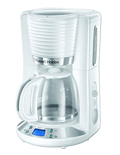 Russell Hobbs Kaffeemaschine [Digitaler Timer, Brausekopf für optimale Extraktion&Aroma] Inspire Weiss (max 10 Tassen, 1,25l Glaskanne, Warmhalteplatte, 1100W) Filterkaffeemaschine 24390-56 von Russell Hobbs