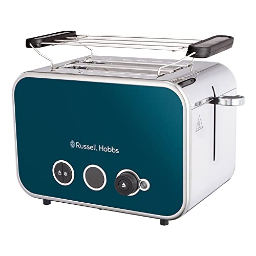 Russell Hobbs Toaster [für 2 Scheiben] Distinctions Edelstahl Ocean Blue (extra breite Toastschlitze,inkl.Brötchenaufsatz,6 Bräunungsstufen+Auftau-&Aufwärmfunktion, Lift&Look-Funktion, 1600W)26431-56 von Russell Hobbs