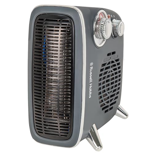 Russell Hobbs Elektroheizung, 1800 W/1,8 kW, horizontaler/vertikaler Retro-Heizlüfter, Grau mit verstellbarem Thermostat, 2 Heizstufen, 20 m² Raumgröße, Drehregler, RHRETHFH1001G mit 2 Jahren Garantie Russell Hobbs Elektroheizung, 1800 W/1,8 kW, horizontaler/vertikaler Retro-Heizlüfter, Grau mit verstellbarem Thermostat, 2 Heizstufen, 20 m² Raumgröße, Drehregler, RHRETHFH1001G mit 2 Jahren Garantie von Russell Hobbs