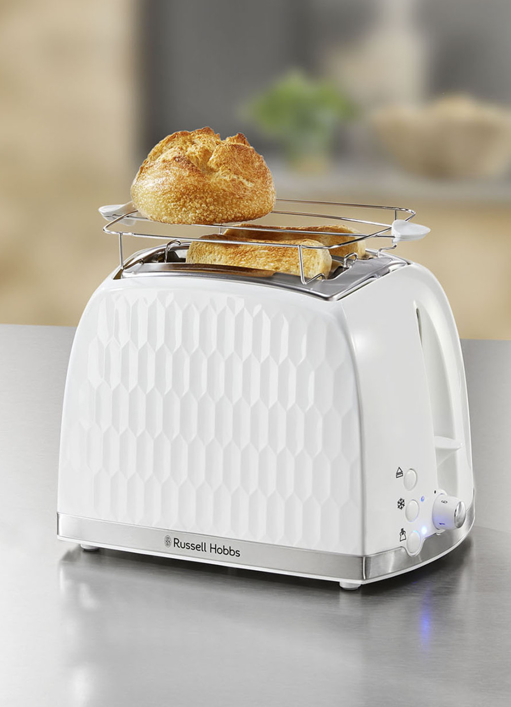Russell Hobbs Frühstücksserie Honeycomb aus Hochglanz-Kunststoff, Toaster, Weiss von Russell Hobbs