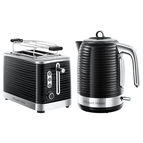 Russell Hobbs Inspire Schwarz Frühstückset: Wasserkocher [1,7l, 2400W] 24361-70 und Toaster [für 2 Scheiben] 24371-56 von Russell Hobbs