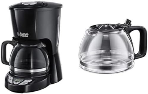 Russell Hobbs Kaffeemaschine [Digitaler Timer, Brausekopf für optimale Extraktion&Aroma] Textures+ (Warmhalteplatte, Tropf-Stopp) 22620-56 + Ersatzglaskanne [Kaffeemaschine Textures+ 22620-56] 261090 von Russell Hobbs