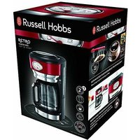 Russell Hobbs Kaffeemaschine Retro rot, bis 10 Tassen, 1,25l Glaskanne, Brüh- & Warmhalteanzeige im Retrodesign, Abschaltautomatik, Warmhalteplatte, von Russell Hobbs