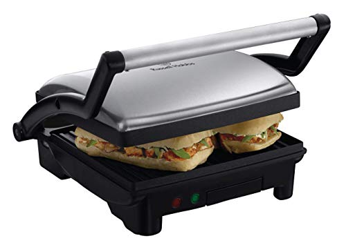 Russell Hobbs Kontaktgrill [3-in-1: Tischgrill - geöffnete Grillplatten | Panini & Sandwich Maker | Kontakt- Grill - gleichzeitig von beiden Seiten] antihaftbeschichtete Platten, Edelstahl/Schwarz von Russell Hobbs