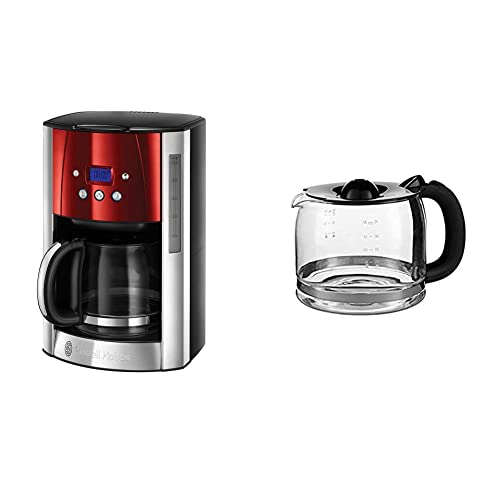 Russell Hobbs Luna Digitale Kaffeemaschine Luna rot 23240-56 + Russell Hobbs Ersatzglaskanne 700131 von Russell Hobbs