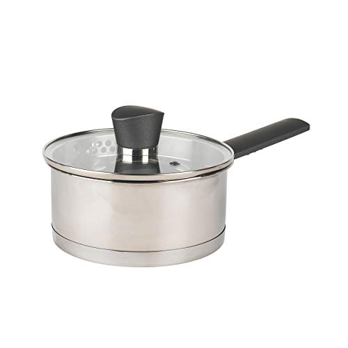 Russell Hobbs RH01162EU Edelstahl Kasserolle - 1,5L Stieltopf mit Glasdeckel, Hochglanzpolierter Stielkasserolle, Induktionsgeeignet, spülmaschinenfester, für Chargenkochen,PFOA frei Kochtöpfe,16cm von Russell Hobbs