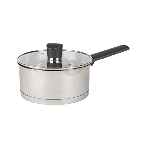 Russell Hobbs RH01163EU Excellence 18cm stieltopf mit deckel, 2L Kochtopf stieltopf mit Glasdeckel, hochglanzpoliert Stielkasserolle, Stieltopf kasserolle induktion pfanne, Spülmaschinenfest saucepan von Russell Hobbs