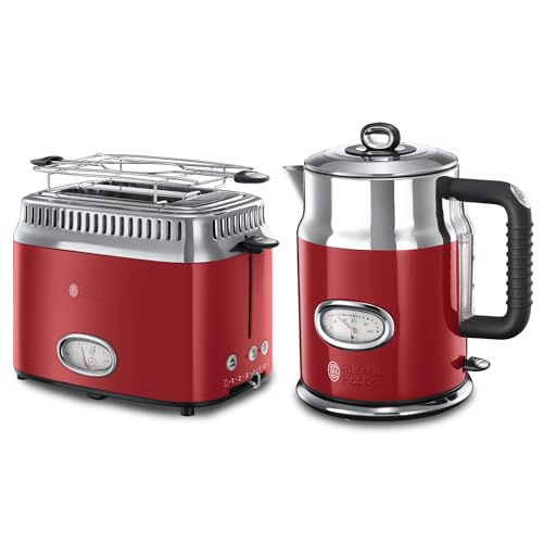 Russell Hobbs Toaster + Russell Hobbs Wasserkocher Retro rot [Energieklasse A] [Energieklasse A] [Energieklasse A] von Russell Hobbs