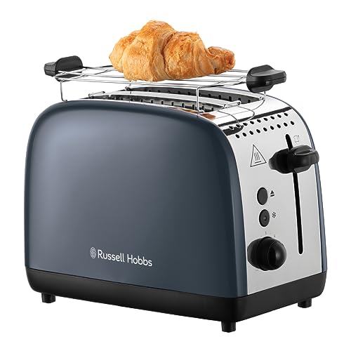 Russell Hobbs Toaster [für 2 Scheiben] Colours Plus Edelstahl Grau (extra breite Toastschlitze, inkl. Brötchenaufsatz, 6 Bräunungsstufen + Auftaufunktion, Lift & Look-Funktion, 1600W) 26552-56 von Russell Hobbs