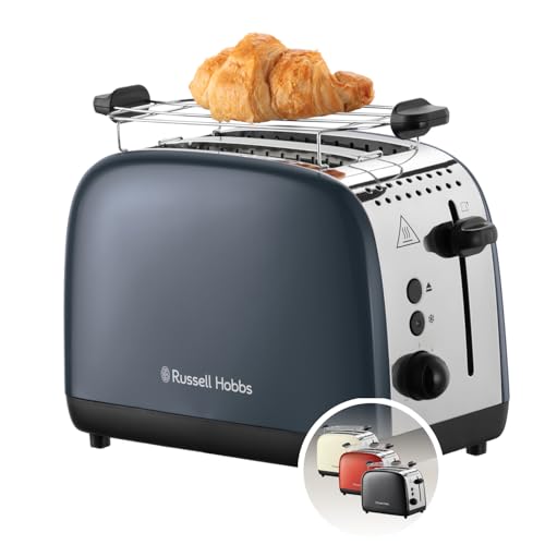 Russell Hobbs Toaster [für 2 Scheiben] Colours Plus Edelstahl Grau (extra breite Toastschlitze, inkl. Brötchenaufsatz, 6 Bräunungsstufen + Auftaufunktion, Lift & Look-Funktion, 1600W) 26552-56 von Russell Hobbs