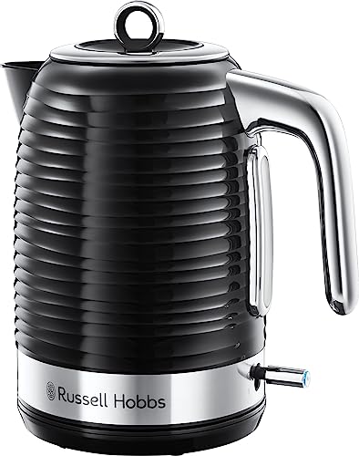 Russell Hobbs Wasserkocher [1,7l, 2400W] Inspire Schwarz mit hochwertiger Hochglanz-Struktur (Schnellkochfunktion, herausnehmbarer Kalkfilter,Wasserstandsanzeige,abnehmbarer Deckel) Teekocher 24361-70 von Russell Hobbs