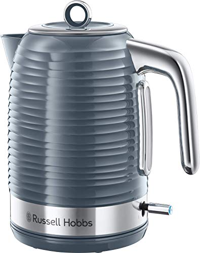 Russell Hobbs Wasserkocher [1,7l, 2400W] Inspire Grau mit hochwertiger Hochglanz-Struktur (Schnellkochfunktion, herausnehmbarer Kalkfilter, Wasserstandsanzeige, abnehmbarer Deckel) Teekocher 24363-70 von Russell Hobbs