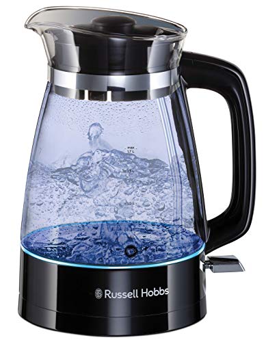 Russell Hobbs Wasserkocher [1,7l, 2400W, optimierte Design-Ausgusstülle aus Glas, LED-Beleuchtung] Classic Design (Schnellkochfunktion, abnehmbarer Deckel, Kalkfilter,Boden aus Edelstahl)26080-70 von Russell Hobbs