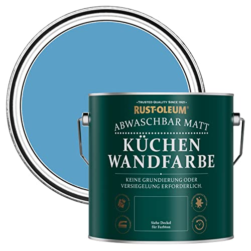 Rust-Oleum Abwaschbare Küchenwandfarbe in mattem Finish -Azurblau 2.5L von Rust-Oleum