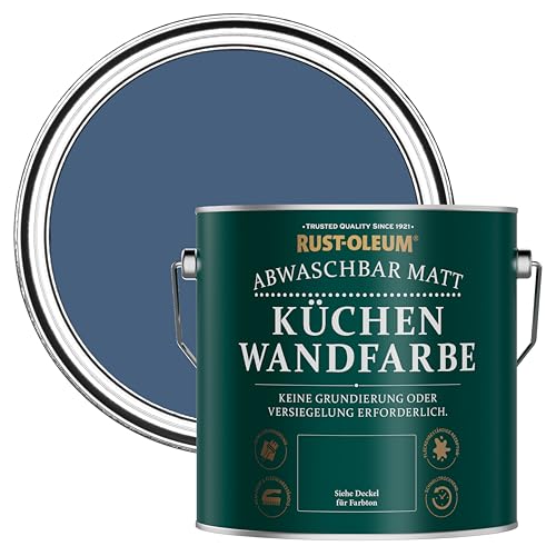 Rust-Oleum Abwaschbare Küchenwandfarbe in mattem Finish -Tintenblau 2.5L von Rust-Oleum