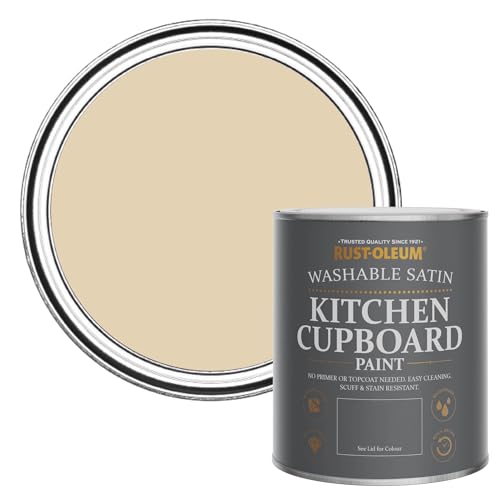 Rust-Oleum Beige Möbelfarbe mit satiniertem Finish, geruchsarm und wasserbasiert für Holz im Innenbereich - Sandgelb 750ml Rust-Oleum Beige Möbelfarbe mit satiniertem Finish, geruchsarm und wasserbasiert für Holz im Innenbereich - Sandgelb 750ml von Rust-Oleum