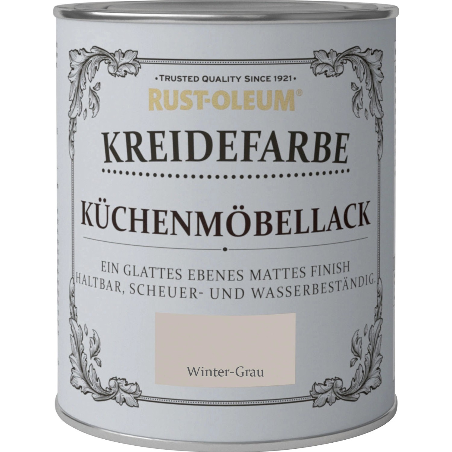 Rust-Oleum Kreidefarbe Küchenmöbellack Winter-Grau matt 750 ml von Rust-Oleum