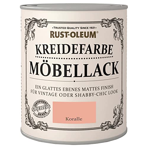 Rust-Oleum Kreidefarbe Möbellack, auf Wasserbasis, hohe Ergiebigkeit, kein Schleifen oder Grundieren, Koralle, 750ml von Rust-Oleum