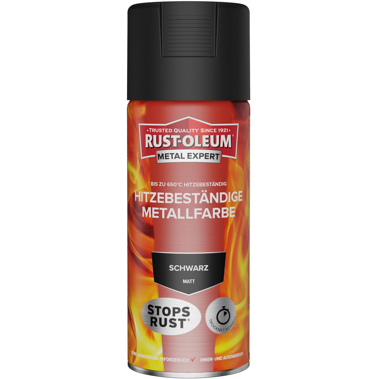 Rust-Oleum Metal Expert Hitzebeständige Metallfarbe Schwarz Matt 400 ml von Rust-Oleum