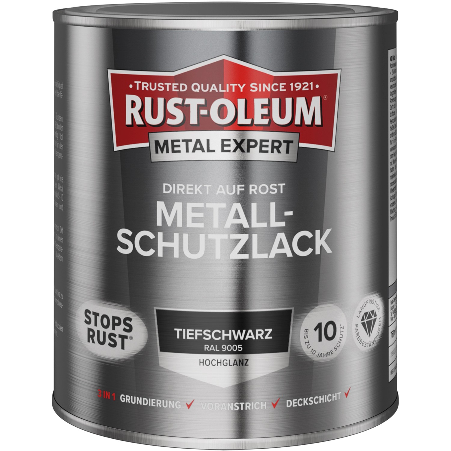 Rust-Oleum Metallschutzlack Hochglanz RAL 9005 Schwarz 750 ml von Rust-Oleum