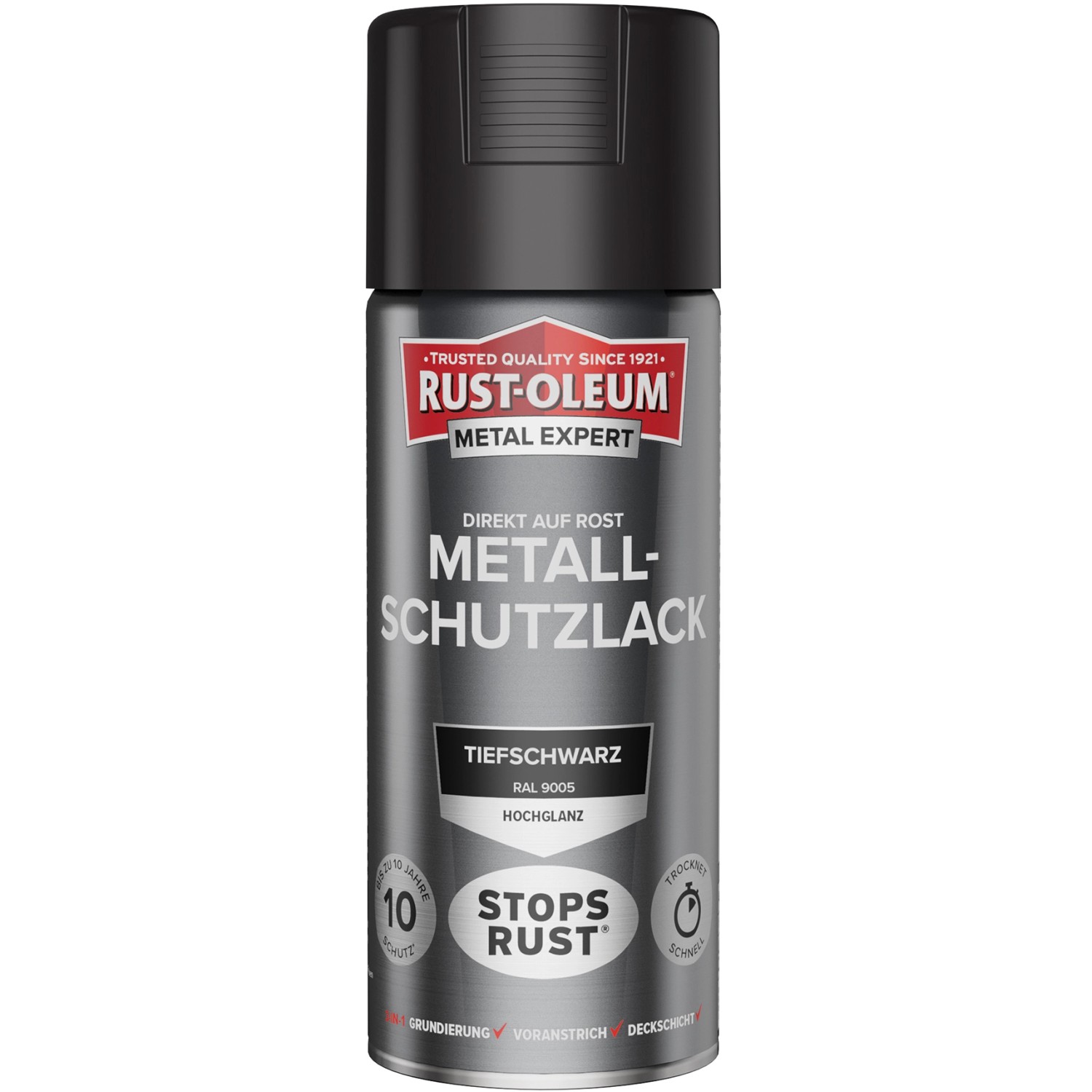 Rust-Oleum Metallschutzlack Hochglanz Sprühfarbe RAL 9005 Schwarz 400 ml von Rust-Oleum