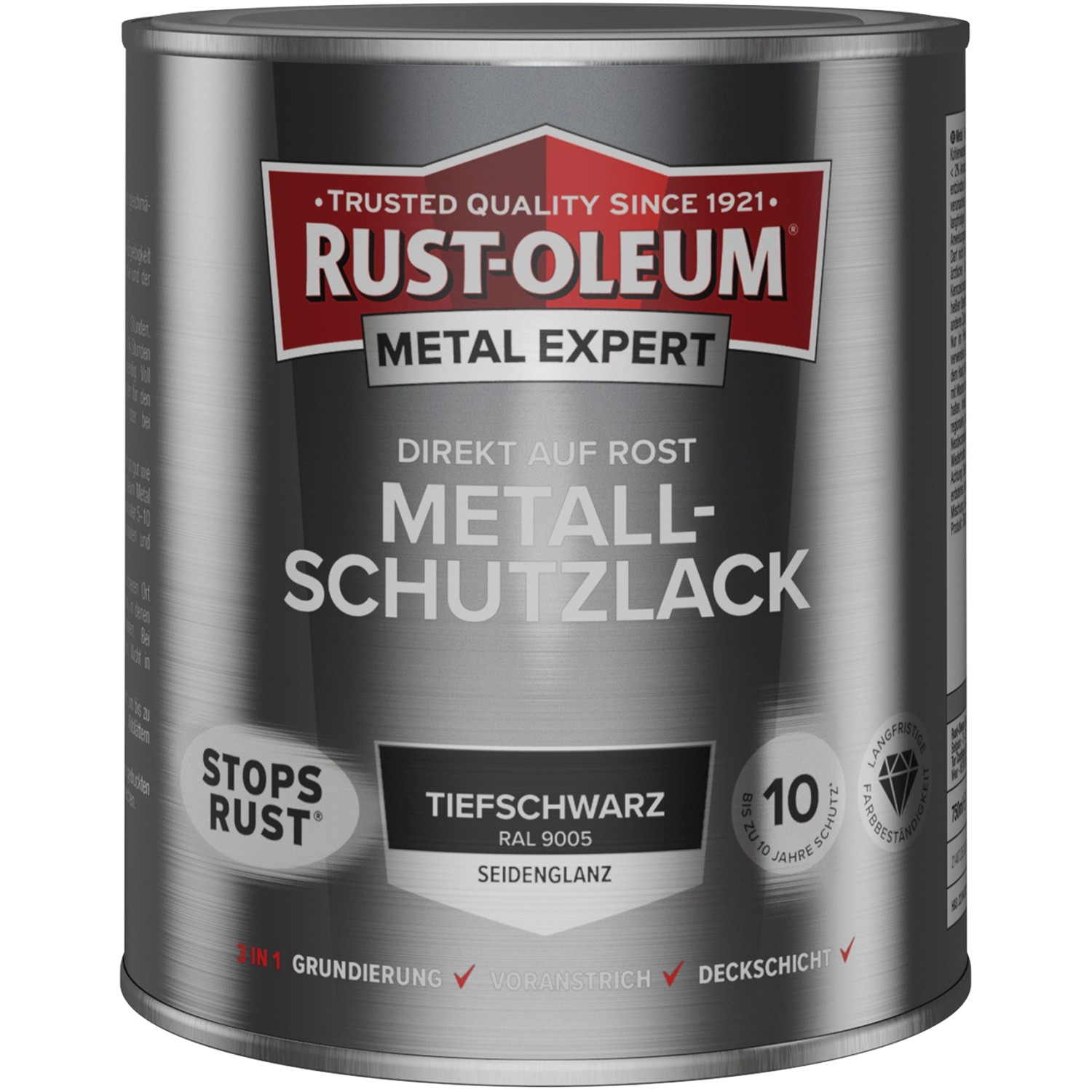 Rust-Oleum Metallschutzlack Seidenglanz RAL 9005 Schwarz 750 ml von Rust-Oleum