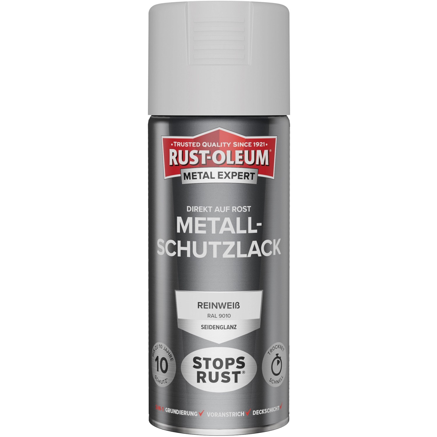 Rust-Oleum Metallschutzlack Seidenglanz Sprühfarbe RAL 9010 Reinweiß 400 ml von Rust-Oleum