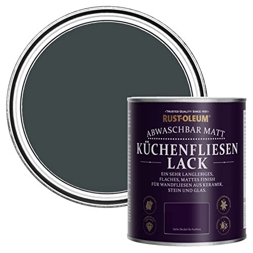 Rust-Oleum Schwarz Wasserabweisender Küchenfliesenlack in mattem Finish - Schwarzer Sand 750ml von Rust-Oleum