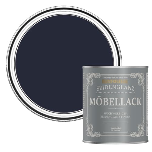 Rust-Oleum dunkelblau Möbelfarbe mit Seidenglanz-Finish, geruchsarm und wasserbasiert für Innenholz - Abendblau 750ML von Rust-Oleum