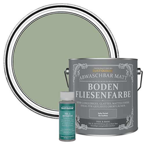Rust-Oleum strapazierfähige, abwaschbare Bodenfliesenfarbe in grün Matt Finish - Khaki Grün 2,5 Litres von Rust-Oleum