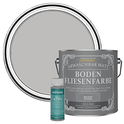 Rust-Oleum strapazierfähige, abwaschbare Bodenfliesenfarbe in hellgrau Matt Finish - Kiesel 2,5 Litres von Rust-Oleum