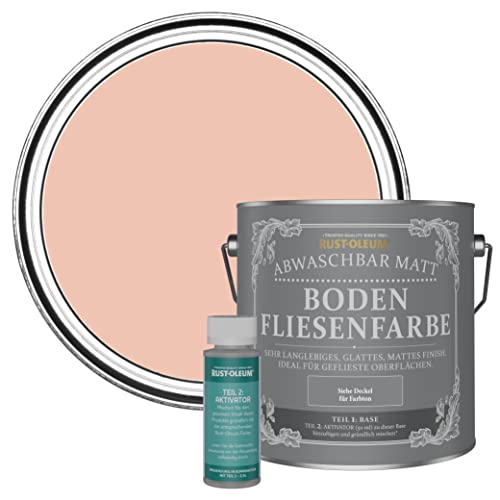 Rust-Oleum strapazierfähige, abwaschbare Bodenfliesenfarbe in rosa Matt Finish - Koralle 2,5 Litres von Rust-Oleum