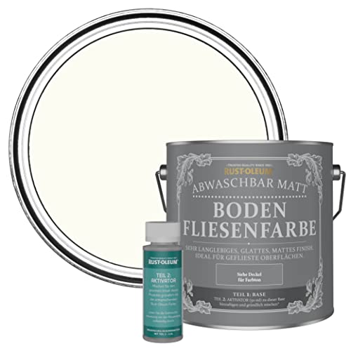 Rust-Oleum strapazierfähige, abwaschbare Bodenfliesenfarbe in weiß Matt Finish - Porzellan 2,5 Litres von Rust-Oleum