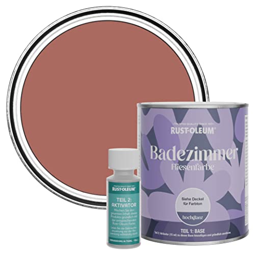 Rust-Oleum wasserbeständiger Fliesenlack für das Badezimmer in hochglänzendem Finish - Lachsrosa 750ml von Rust-Oleum
