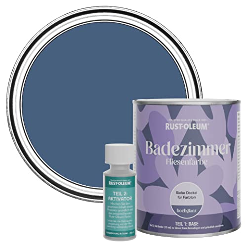 Rust-Oleum wasserbeständiger Fliesenlack für das Badezimmer in hochglänzendem Finish - Tintenblau 750ml von Rust-Oleum