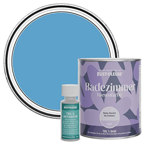 Rust-Oleum wasserbeständiger Fliesenlack für das Badezimmer in mattem Finish -Azurblau 750ml von Rust-Oleum