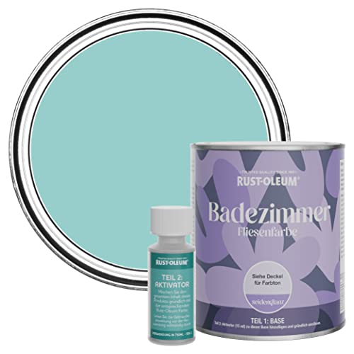 Rust-Oleum wasserbeständiger Fliesenlack für das Badezimmer in seidenglänzendem Finish - Grünblau 750ml von Rust-Oleum