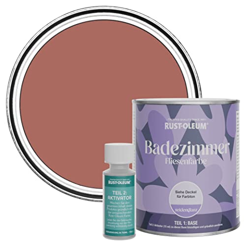 Rust-Oleum wasserbeständiger Fliesenlack für das Badezimmer in seidenglänzendem Finish - Lachsrosa 750ml von Rust-Oleum